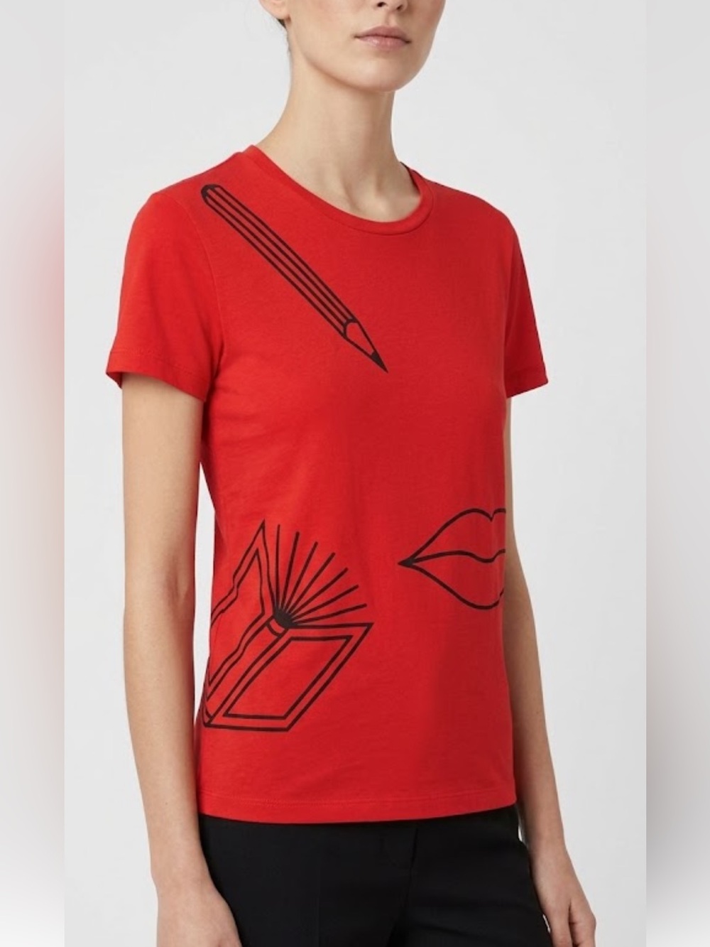 🐠Sonia Rykiel Paris Designer T-Shirt | Red & Black Graphic Tee | Luxury Fashion